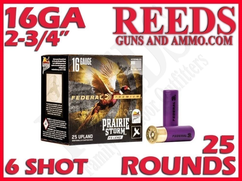 Federal 16 Ga Prairie Storm FS Lead 2-3/4in 1-1/8oz 6 Shot 25rds PFX164FS6-img-0