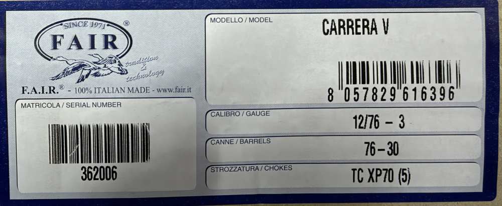 FAIR Fabbrica Armi Isidoro Rizzini *NIB* Carrera V 12GA 30IN NO RESERVE-img-14