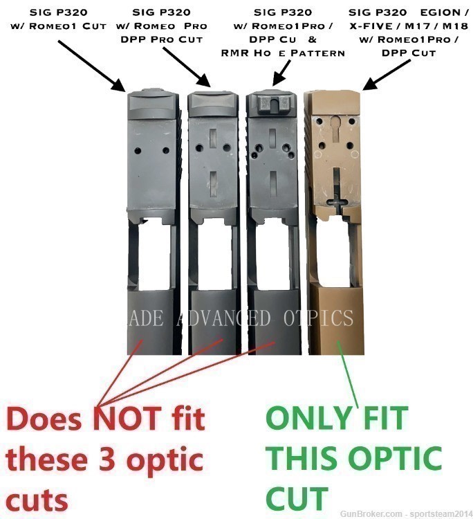 ADE RD3-013 Red Dot+Optic Mount Plate For Sig Sauer P320-M17,M18,X5 Legion-img-3