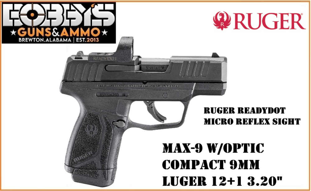 Ruger 3523 Max-9 w/Optic Compact 9mm Luger 12+1 with Ready Dot Sight-img-0