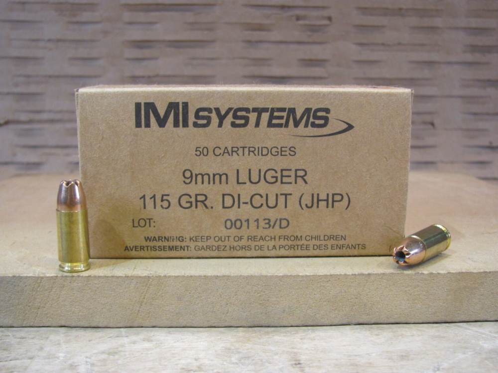 50 RDS 9mm 115 Grain Di-Cut Hollow Point Ammo by IMI of Israel 9 -img-0