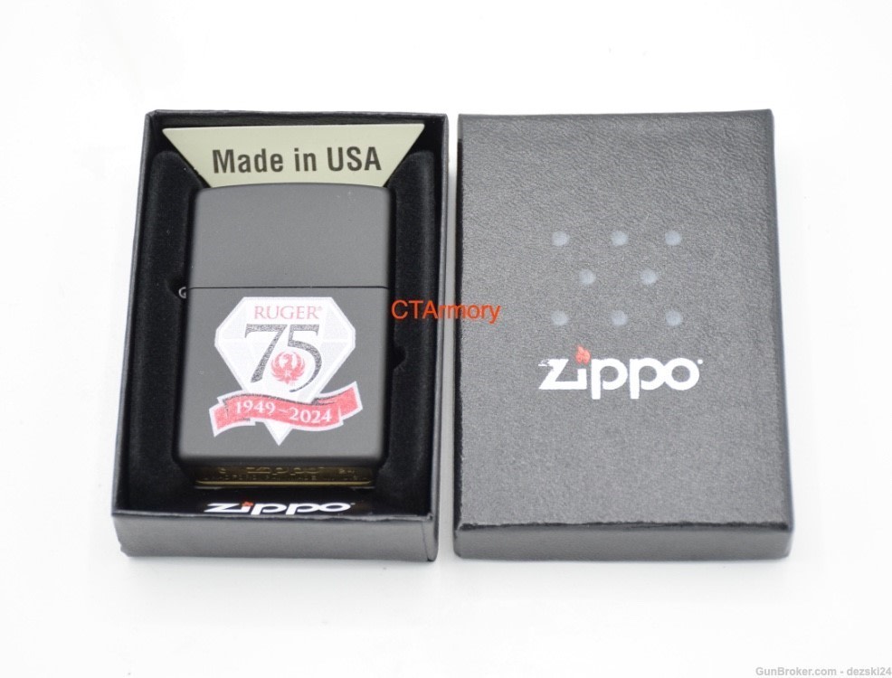 RUGER FIREARMS 75TH ANNIVERSARY BLACK MATTE FACTORY ZIPPO LIGHTER 10/22 LCP-img-2