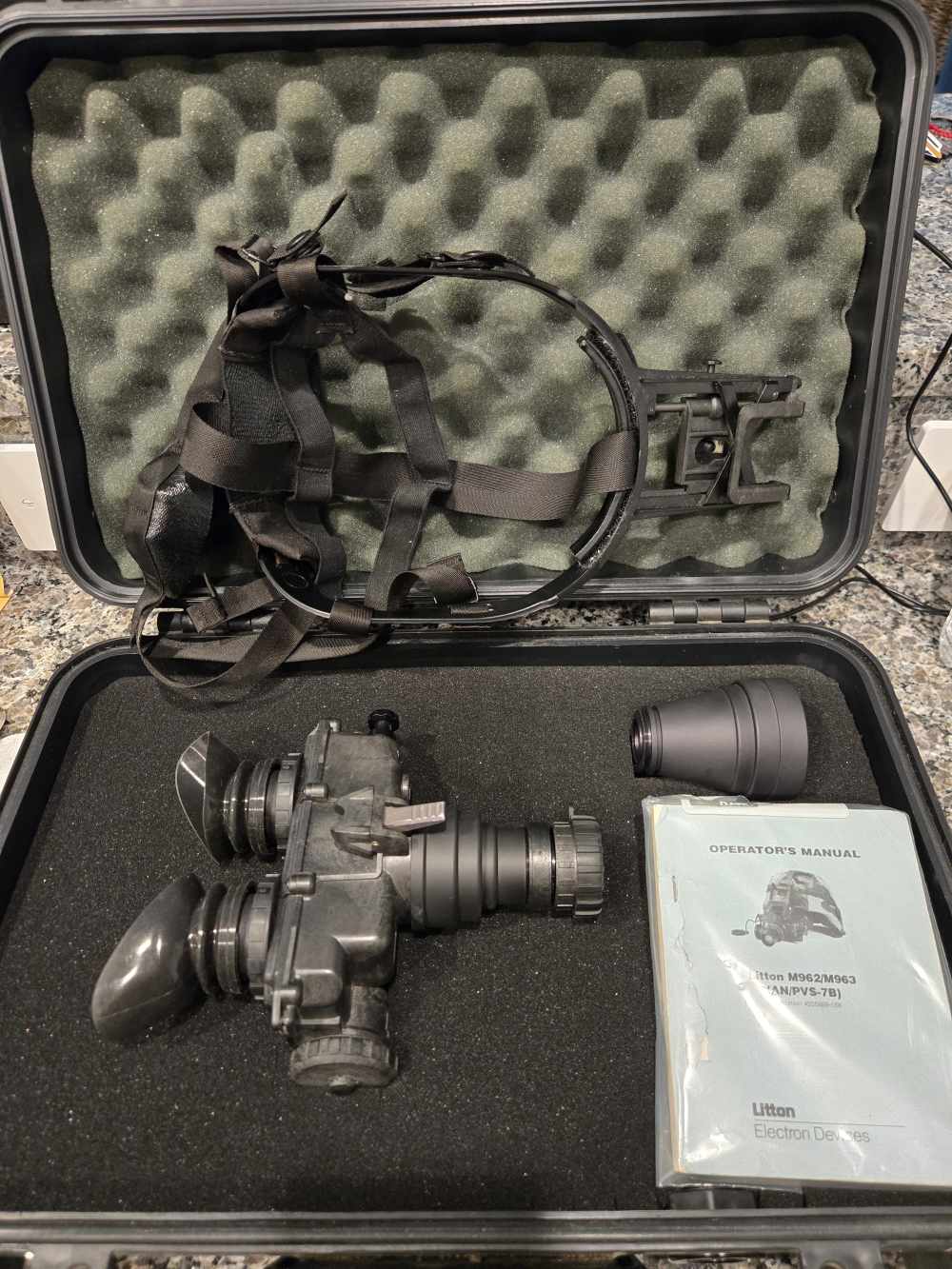 Litton AN/PVS7b night vision goggles,3X zoom lens and head strap mount  -img-0