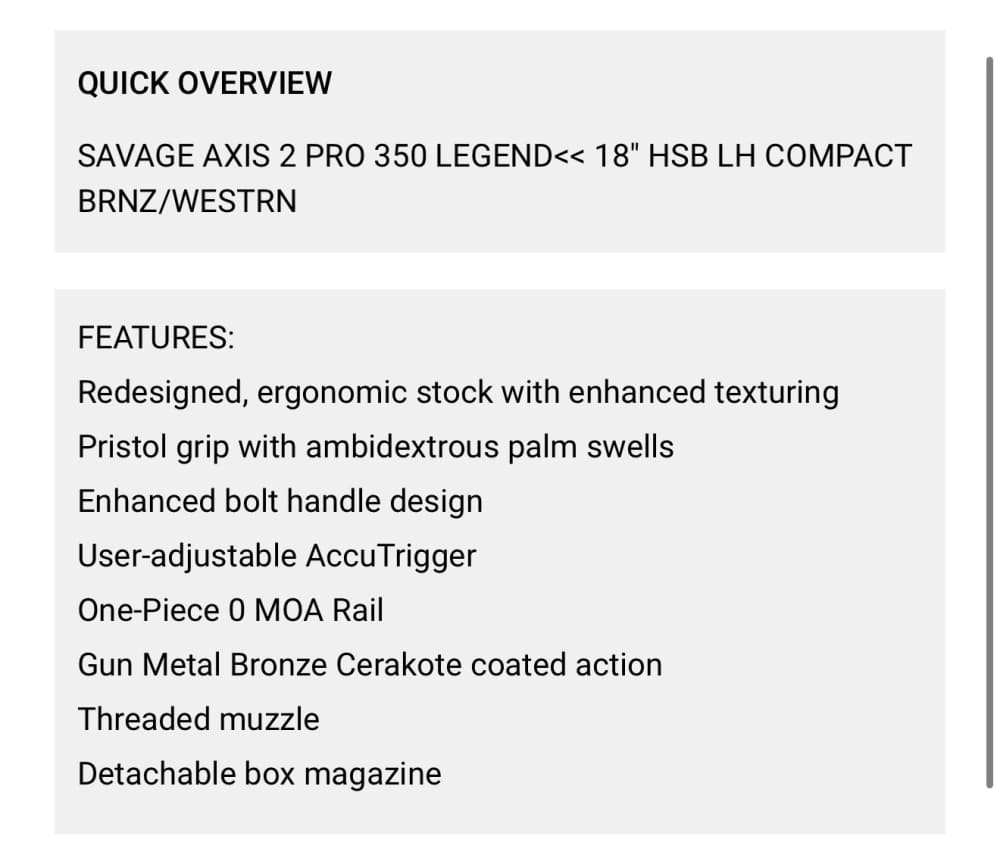 Savage left handed Axis 2 pro gun metal bronze western camo -img-1