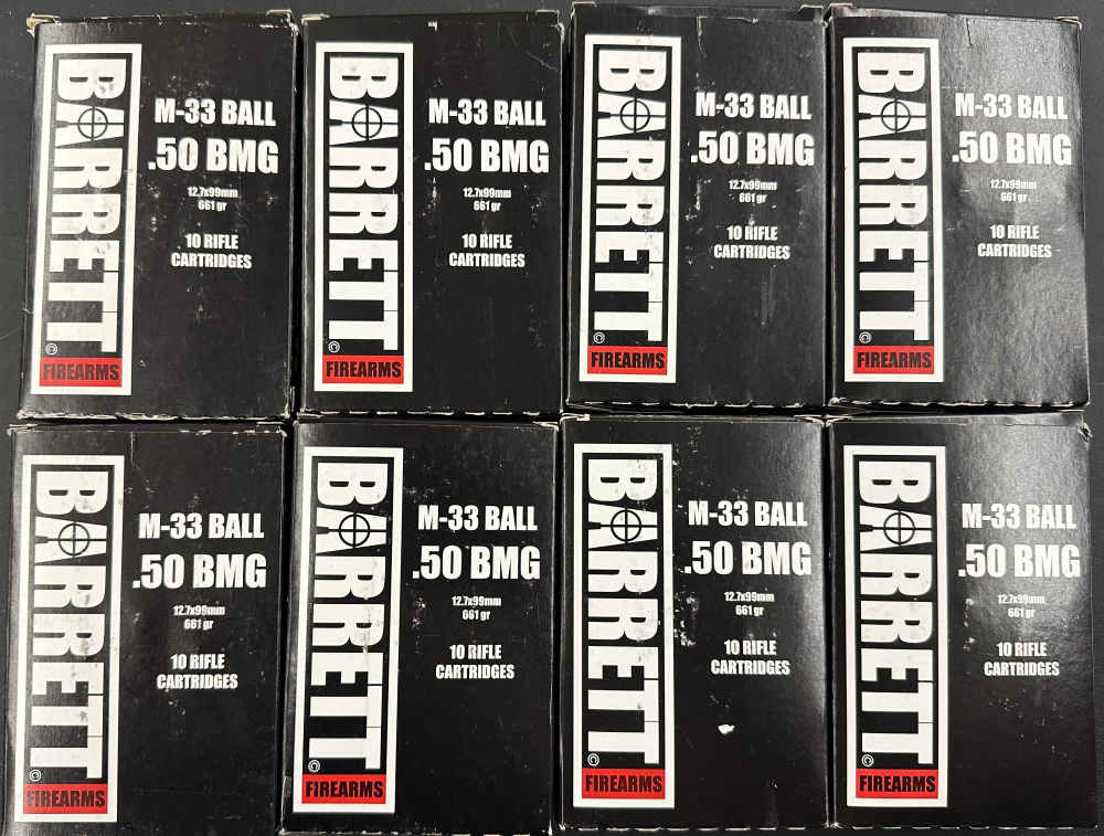 Barrett M-33 Ball 661 Grain 50 BMG Ammo 8 Ten Round Boxes 80 Total Rounds -img-0