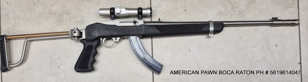 RUGER 10/22 CARBINE STAINLESS, FOLDING STOCK LASERAIM RED DOT SCOPE, FLASH-img-9