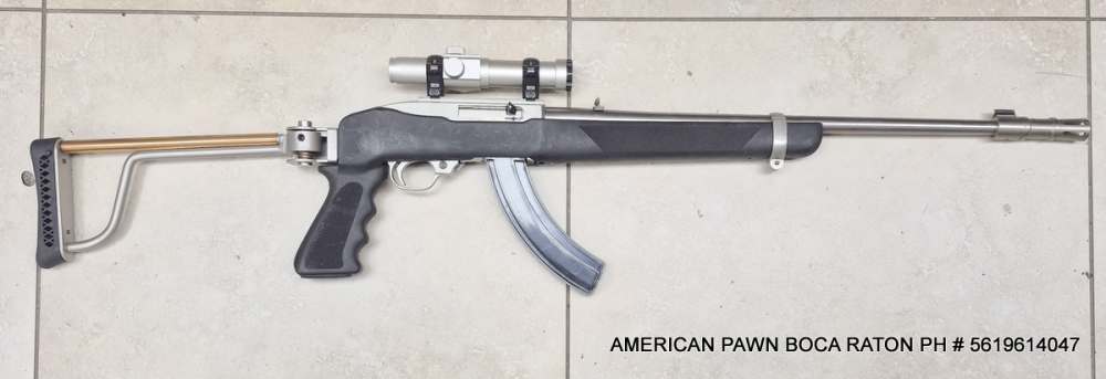 RUGER 10/22 CARBINE STAINLESS, FOLDING STOCK LASERAIM RED DOT SCOPE, FLASH-img-6