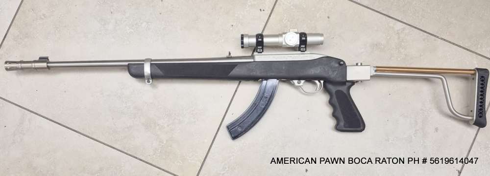 RUGER 10/22 CARBINE STAINLESS, FOLDING STOCK LASERAIM RED DOT SCOPE, FLASH-img-0
