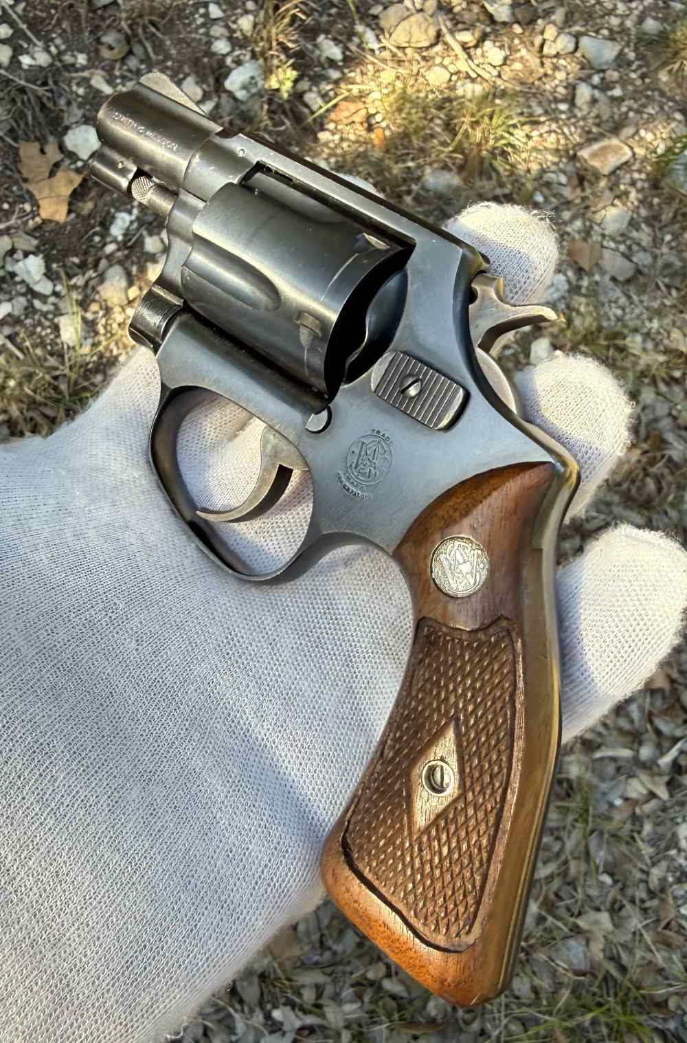 S&W 36 (Pre-model) blued 2 inch square butt Diamond Medallion grips-img-11