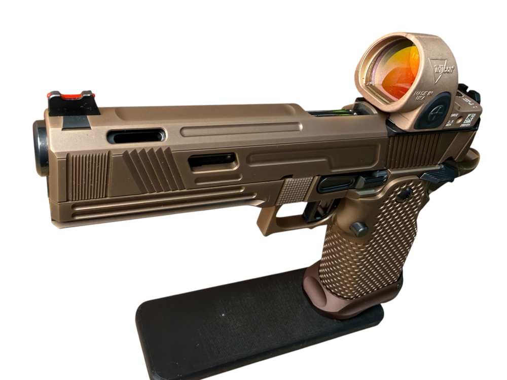 Fowler Vanta 9 Steel 5" Ported 2011 9mm Suede FDE Trijicon SRO New Unfired -img-6
