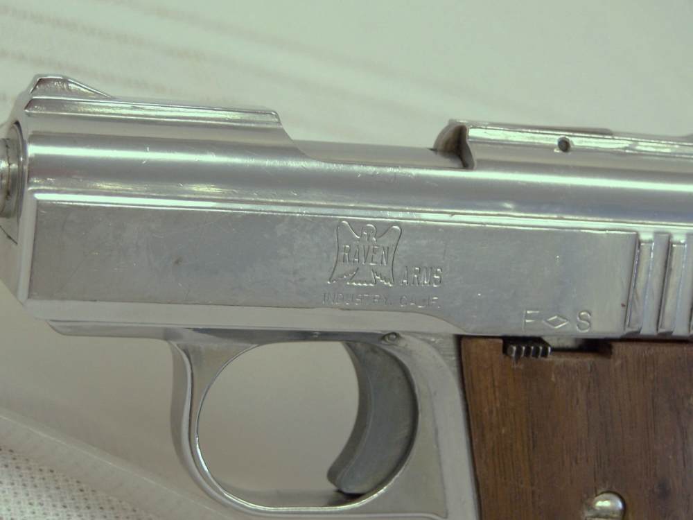 Raven Arms P-25, Chrome Finish, Wood Grips, Good Condition-img-1