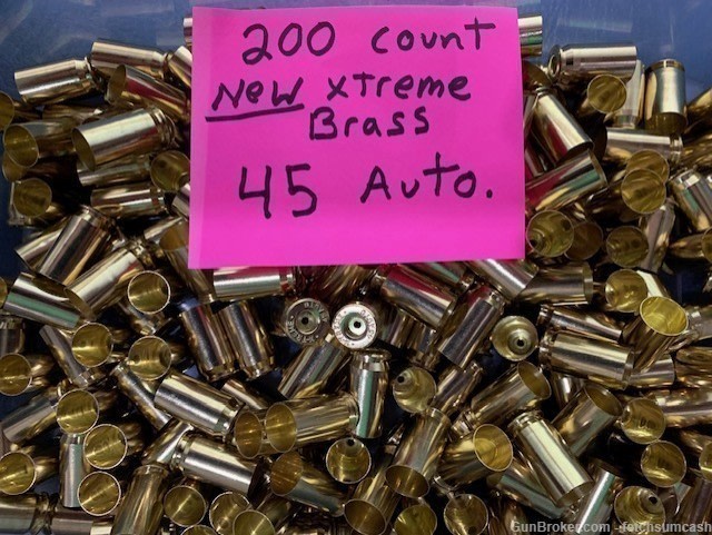 200 Count New Xtreme Brass 45 auto brass-img-0
