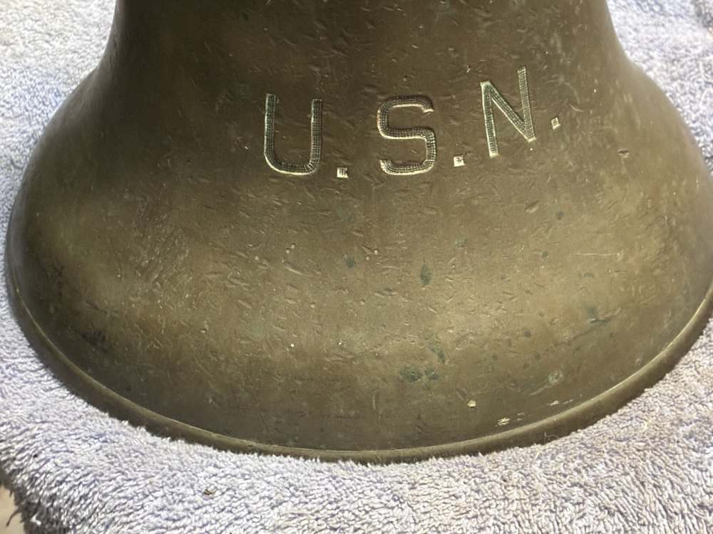 Vintage U.S. Navy U.S.N. Ship's Bell 11 3/8" and 28 Pounds-img-7