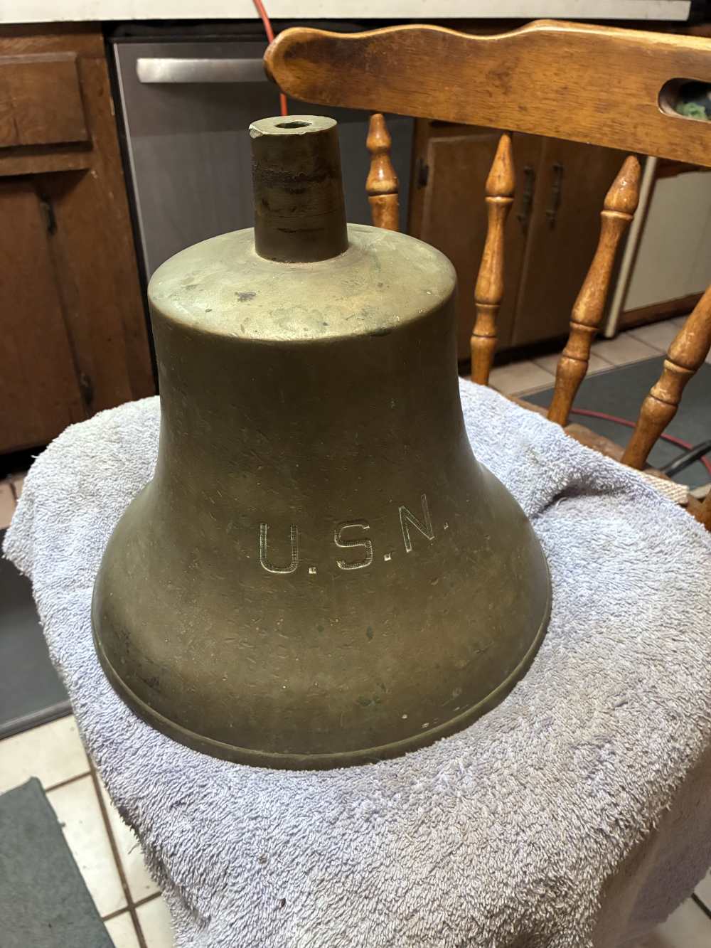 Vintage U.S. Navy U.S.N. Ship's Bell 11 3/8" and 28 Pounds-img-0