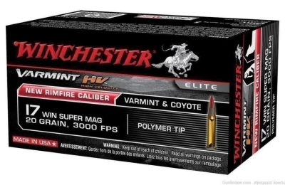Winchester 17WSM Varmint HV 20gr 500rd In Stock!