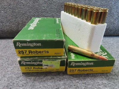 3 BOXES, 20 ROUNDS, 40 CASES-REMINGTON MADE .257 ROBERTS CALIBER AMMUNITION