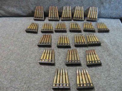 100 ROUNDS ON ORIGINAL STRIPPER CLIPS- MILITARY SURPLUS .303 BRITISH BALL