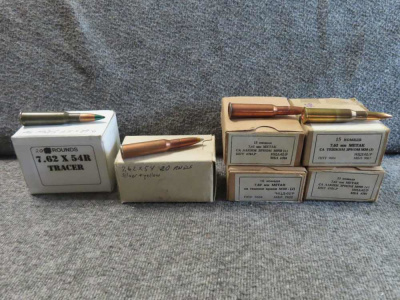 100 ROUNDS 7.62x54R MOSIN NAGANT AMMO, BALL, TRACER, MORE