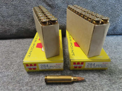 2 FULL BOXES VINTAGE WINCHESTER SUPER X .284 FACTORY SPORTING AMMO