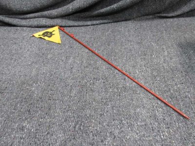 ORIGINAL WWII GERMAN MINE MARKER FLAG WITH SKULL, POST MEASURES 19" TALL