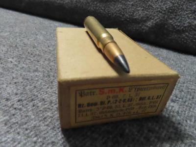 FULL BOX 15 RDS WWII GERMAN 8mm MAUSER AMMO-S.M.K. AP TRACER GREEN/RED-1937