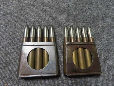 2 ORIGINAL FULL CLIPS OF GEW 88 GERMAN COMMISSION RIFLE 8mm MAUSER AMMO