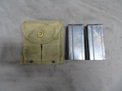 2 US MILITARY M1 CARBINE MAGAZINES W/ POUCH-INLAND & UNION HARDWARE