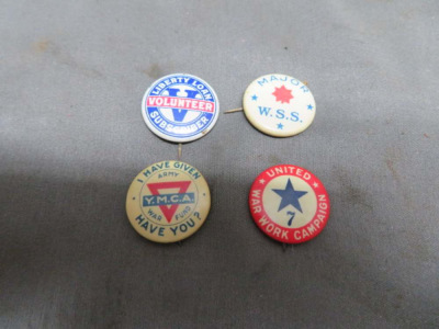 LOT OF 4 ORIGINAL WWII AMERICAN WAR BOND BUTTONS PINS