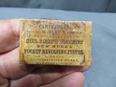 SEALED BOX CIVIL WAR COLT .31 REVOLVER COMBUSTIBLE ENVELOPE CARTRIDGES AMMO