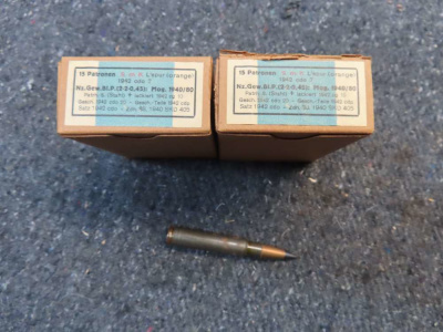 WWII GERMAN 8mm MAUSER ORANGE TRACER AMMO-30 RDS-1942-SCARCE