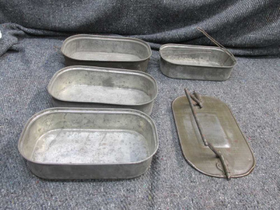 ANTIQUE 1880's PRIVATE PURCHASE 5 PC NESTING MESS KIT-COMPLETE-NAMED-SCARCE