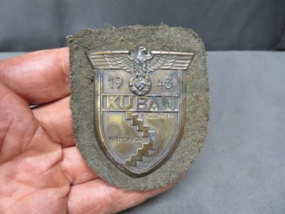 WWII GERMAN KUBAN CAMPAIGN SHIELD-ORIGINAL-NICE DETAIL-UNIFORM REMOVED