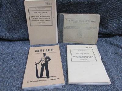 4 PIECES WWI-WWII U.S. MANUAL AND A FIELD MESSAGE BOOK FOR THE U.S. ARMY