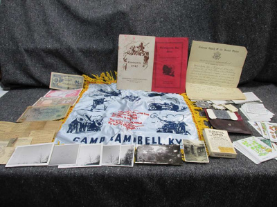 LARGE LOT OF WWI-VIETNAM WAR ERA-PILLOW COVER, MILEAGE RATIONS, PHOTOS