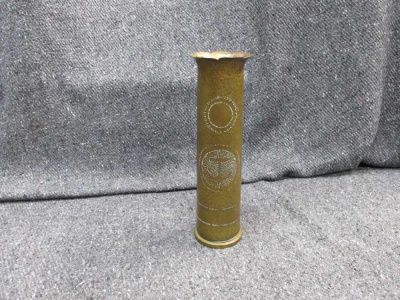 U.S. WWII 40mm MK 2 BRASS NAVAL TRENCH ART SHELL MADE INTO A VASE-1944