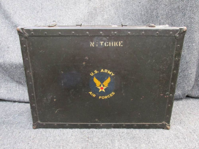 WWII U.S. ARMY AIR FORCE LUGGAGE CASE WITH NAME AND INSIGNIA ON FRONT