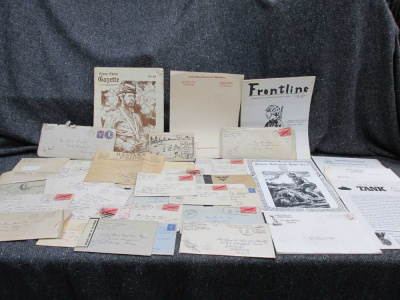 HISTORICAL WWII LOT OF LETTERS, CATALOGS, REENACTMENT NEWSLETTERS, MORE