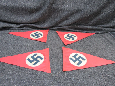 4-WWII GERMAN PAPER PARADE PENNANTS/FLAGS FOR USE AT RALLYS/DISPLAY