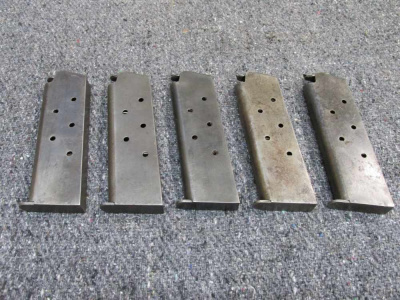 5-ORIGINAL WWII USGI COLT MODEL 1911 .45 acp PISTOL MAGAZINES IN VERY GOOD