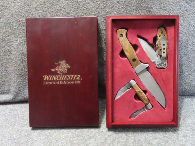 WINCHESTER 2006 LIMITED EDITION CASED 3 KNIFE SET, COMPLETE