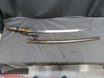 WWII JAPANESE ARMY TYPE 95 NCO SWORD W/ MATCHING NUMBERED SCABBARD-KNOT