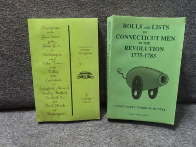 2 BOOKS-ROLLS/LISTS OF CT MEN IN THE REVOLUTION-GRAVE STONES IN CONN.
