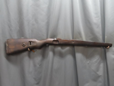 WWII GERMAN 98K MAUSER RIFLE STOCK, ORIGINAL, WALNUT, SHORTENED
