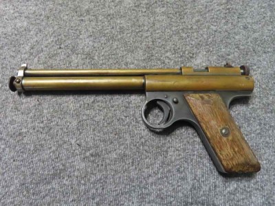 VINTAGE "BENJAMIN FRANKLIN" BRASS BODY AIR PISTOL IN .177 CALIBER