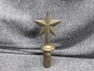 WWII ERA TRENCH TYPE MADE FLAG POLE TOPPER WITH STAR, 8 1/2" OVERALL