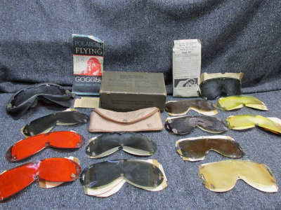 WWII U.S. MODEL 1944 ALL PURPOSE GOGGLES/BOX/ INSTRUCTIONS/12 LENSES