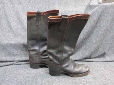 WWII ERA GERMAN MILITARY BLACK LEATHER BOOTS, SIZE 9, SUPPLE LEATHER