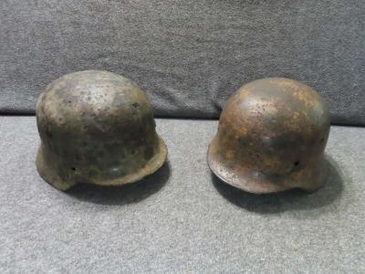 2-GROUND DUG WWII GERMAN HELMETS-M35 AND M40 MODELS-GREAT DISPLAY