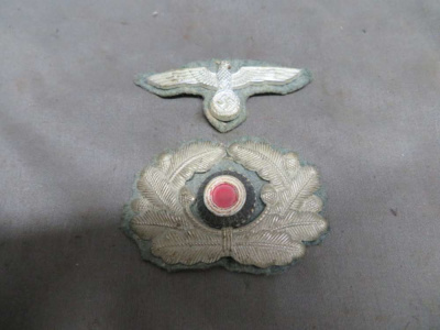 WWII GERMAN ARMY VISOR CAP INSIGNIA SET-WREATH, COCKADE, AND EAGLE