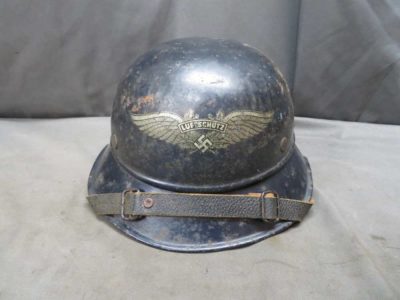 WWII GERMAN LUFTSCHUTZ GLADIATOR HELMET-ORIGINAL-W/ LINER & DECALS